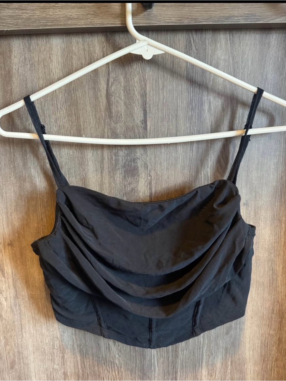 Shein Black Draped Cowl Neck Cropped Tank Top